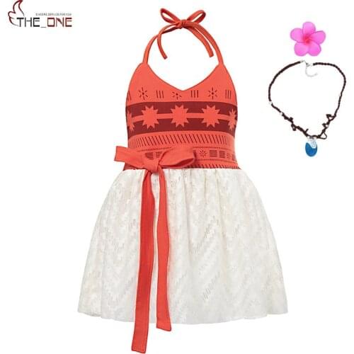 MUABABY Moana Dress up Clothes Baby Girls Strap Backless Vaiana Princess Costume Toddler Kids Summer Beach Tutu Sundress