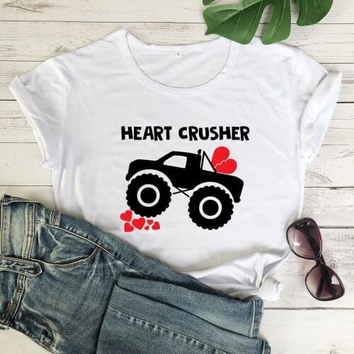 Valentines Day gift Heart Crusher Colored T-Shirt Fashion Clothing 100% Cotton Grunge Car Truck Tees Valentine lover Tops shirt