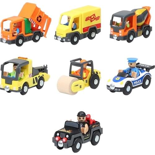 Variety of Optional Rail Car Utility Vehicles Aircraft Compatible with Wooden Tracks of Brio Trains Children Car Toy