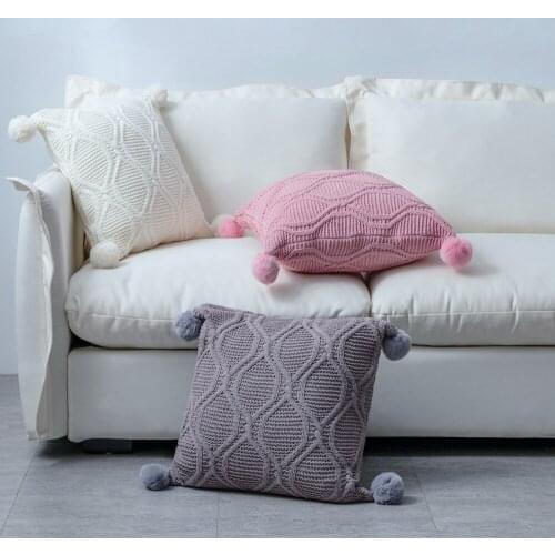 Nordic Simple Chenille Solid Color Tassel Ball Cushioncover Chic Soft Home Decor Throw Pillows For Sofa Chair Decoration Covers