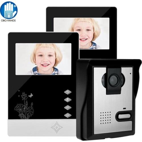 Wired Home Video Door Phone Intercom Doorbell 4.3inch Infrared Night Vision 25 Ringtones IP54 Waterproof for Door Entry System