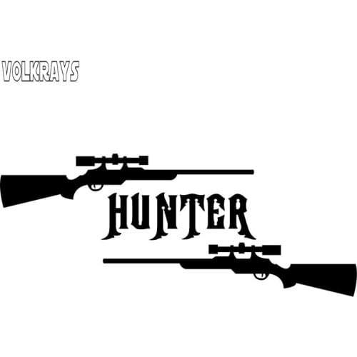 Volkrays Creative Car Sticker Gun Hunter Hunting Deer Buck Rifle Acessories Reflective Waterproof Sunscreen Vinyl Decal,5cm*15cm