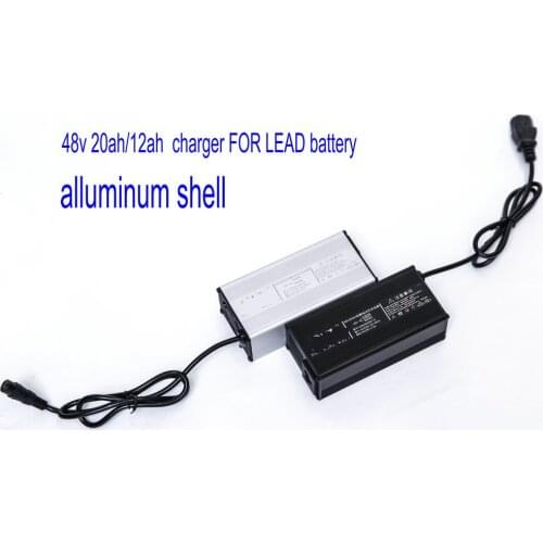 Aluminum shell battery charger power adapter with indicator for lead acid battery of electric scooter bike DC 48V 20ah/12ah