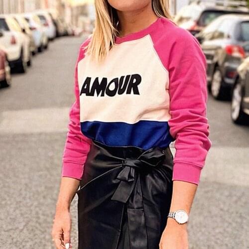 Amour Sweatershirt Hoodie 2021 Autumn Women Long Sleeve Round Neck Cotton Pullover Tops Female Winter Casual Pull Sweatshirts