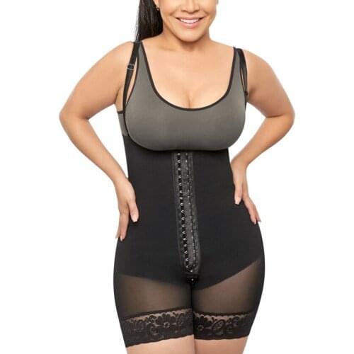 Women Postpartum Shapewear Post Liposuction Body Shaper Flatten Abdomen Fajas Hook-Eye Open Bust Bodysuit
