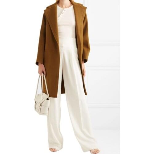 2019 Winter Woman Wool Blends Coat Solid Loose Jacket Lady Woolen Simple Coat Elegant Long Woolen Coats Outerwear Single Button