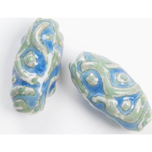 10pcs 36x17mm Oval Ceramic Beads Diy Handmade Spacer Bead 2.8mm Hole Beads For Jewelry Making