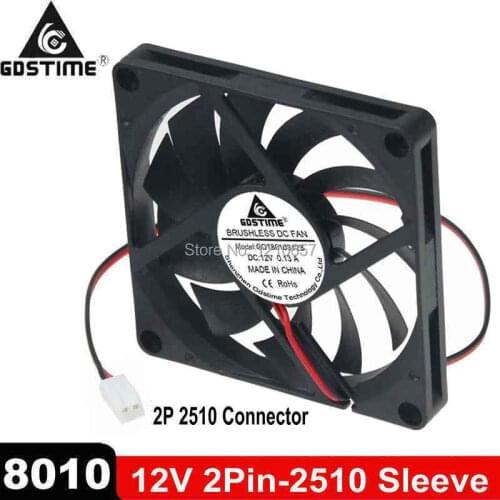 100Pcs Lot Gdstime DC 12V 80x80x10mm 2-Pin 2510 Connector 8CM PC Computer CPU System Heatsink Brushless Cooling Fan 8010