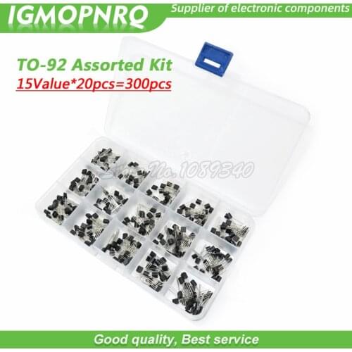 15Value*20pcs TO-92 Assorted Kit 2N2222 S9012 S9013 S9014 S8050 S8550 2N3904 2N3906 2N5401 2N5551 A42 A92 A1015 C1815 13001