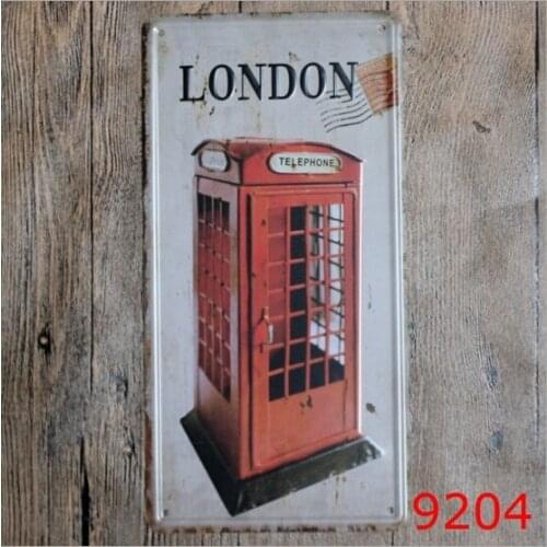 15x30cm Retro License Car Plates London England Red Phone Boxes Vintage Metal Tin Signs Garage Painting Plaque Sticker
