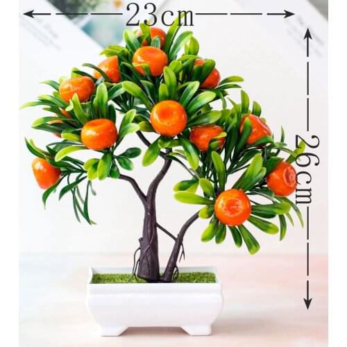 16Heads Green Artificial Orange Tree Potted Bonsai Christmas Halloween Home Garden Decoration Fake Fruits Plants