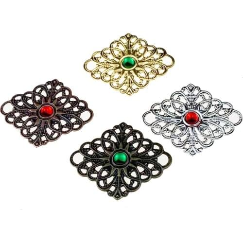20pcs 40mm lozenge Filigree flower Wraps Metal Charms For Embellishment Scrapbook DIY Jewelry Metal Craft Wraps