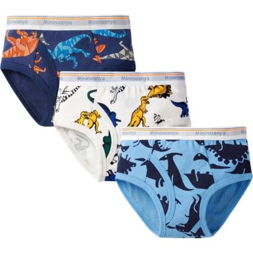 3PCS Childrens Underwear for Kids Boys Teenage Striped Panties Cartoon Cute Shorts Soft Cotton Underpants