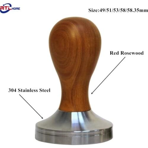 51/53/58/58.35mm Coffee Tamper Wooden Handle Barista Espresso maker Grinder with 304 stainless steel base مطحنة القهوة