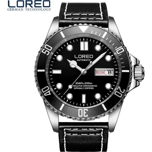 LOREO Automatic Watch Minimalist Watch Men Wrist Watch 2019 Sapphire Crystal Diver Mechanical Watches relogio masculino Gift