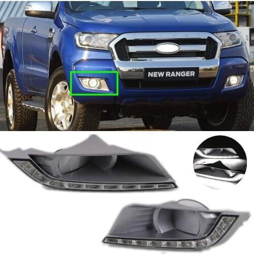 Car LED Daytime Running Lights Front Bumper White DRL Kit for Ford Ranger 2015 2016 2017 (White Color)