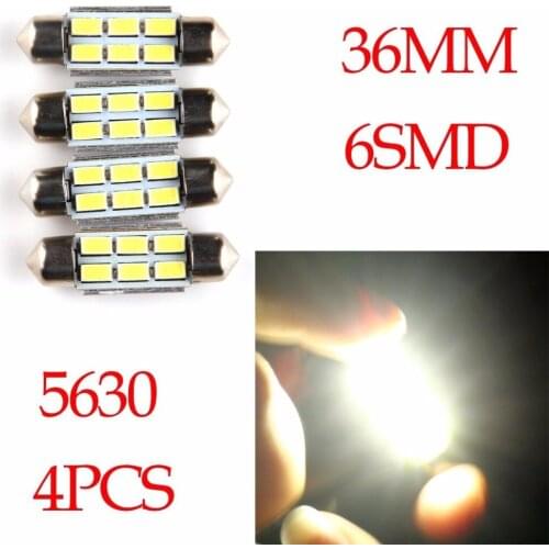 Free Shipping 4 pcs Festoon 36mm 3W 240lm 6 x SMD 5630 LED White Light Car Decoding Reading Lamp Dome Bulb