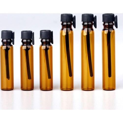 100pcs/Lot 1ml 2ml Perfume Dropper Bottle for Essential Oils Amber Wholesale Travel Container for Sample Empty Perfume Bottles