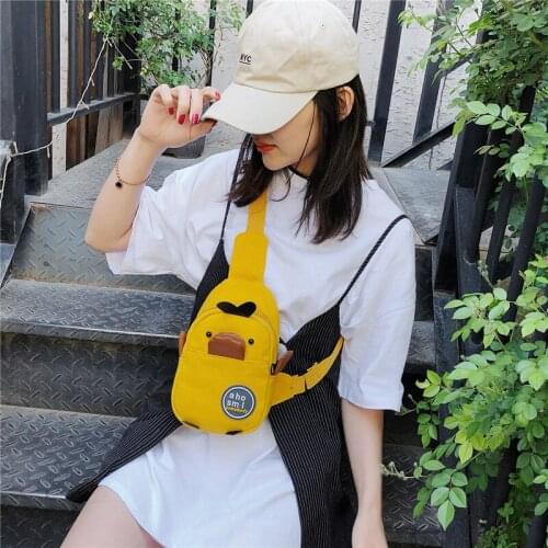 Cute Cartoon Duck Messenger Bag Ladies Autumn 2020 New Casual Canvas Chest Bag Korean Fashion Shoulder Bag