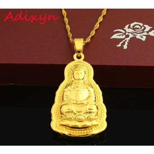 Adixyn Classic DIY Gold Color Religious Buddhism Pendants &Necklaces Charms India For Men Women Jewelry Free shipping