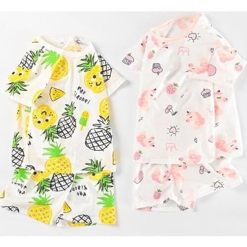 Fashion Teen Girls Pajamas Sets Children Short Sleeves Cotton Summer Pajamas for Boys Pyjamas Kids Homewear for 2 to 11Years