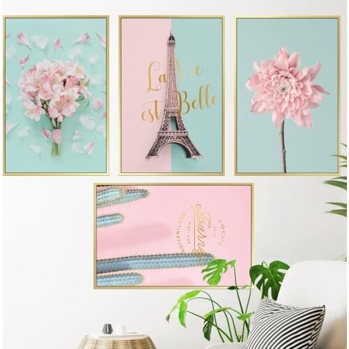 Nordic Style Flower Modular Painting Wall Sticker Building Picture Living Room Bedroom Decoration Posters and Prints Wall Art
