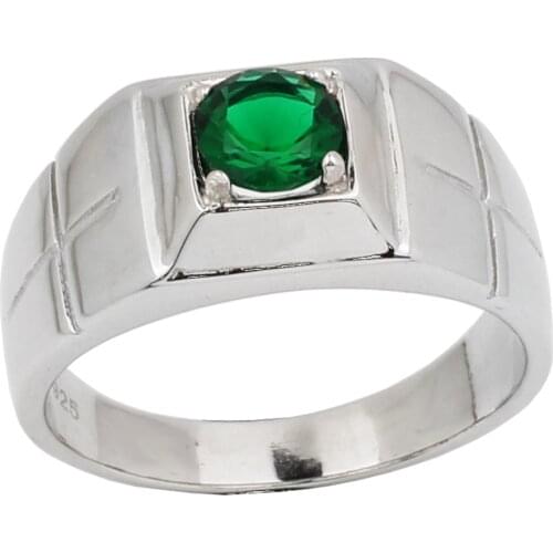 Classic Men Sterling Silver Ring Cross on Band Religious Jewelry 6.0mm Round Cubic Zircnoia CZ Man Sizes R508