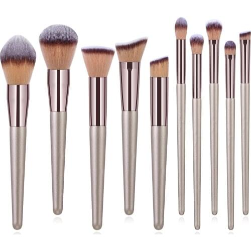 10pcs Makeup Brushes Set Foundation Powder Blush Eyeshadow Concealer Lip Eye Make Up Brush Cosmetics Beauty Tools Wood