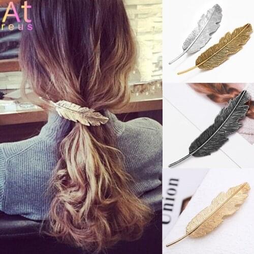 2020 New Feather Style Hair Pins Vintage Bronze Color Spring Hairgrips Metal Hair wear Women Hair Jewelry