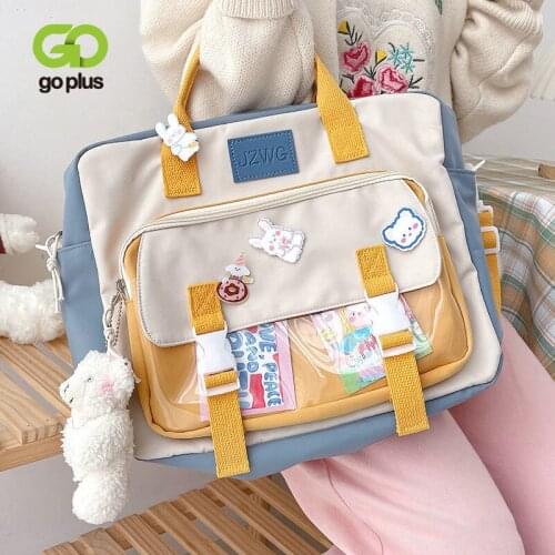 GOPLUS 2021 New Cartoon Backbag Casual Nylon Womens Shoulder Bag Zipper Messenger Bag Patchwork Women Handbag Student Girl