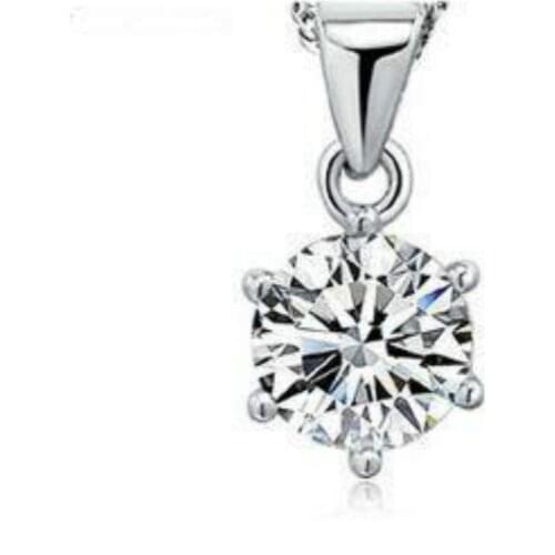New Hot Silver Plated Big Crystal CZ Crystal Six Claws Necklace Pendant Fashion Lady Jewelry Wholesale Necklaces&Pendants