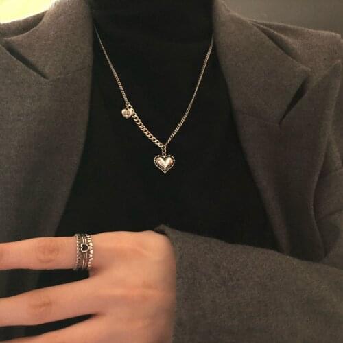 S925 Sterling Silver Necklace for Women Retro Love Geometry Chains Necklace Fashion Simplicity Accessories Jewelry Wholesale