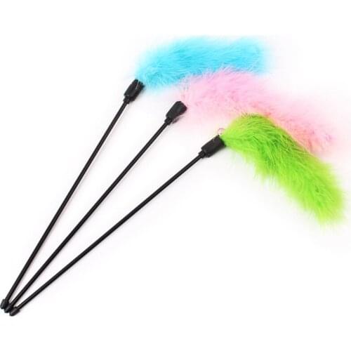 Cat Teaser Wand Pet Colorful Feather Bell Cat Feather Stick Durable Indoor Cat Catcher Exerciser Kitty Playing Toys Home