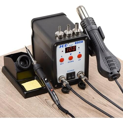 JCD Soldering Station 2 IN 1 Welding Repair machine 8908 soldering iron with hot air gun 750W SMD BGA Rework LCD Digital station