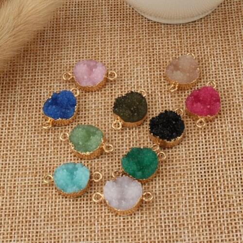 2pcs Irregular Round Resin Stone Earrings Connector Pendants Diy Craft Necklace Choker Bracelet Charms Jewelry Findings F29