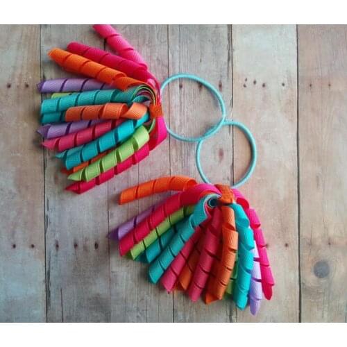 50pcs headband 3" short O A-korker curly ponytail holders corker ribbons streamers hair bows hair ties elastic hair rope PD023