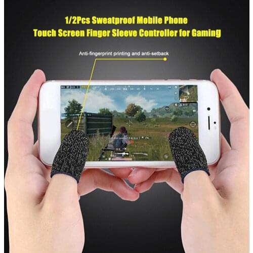 Thumb Protector Solid Color Anti-sweat Fiber Touchscreen Finger Sleeve for Game