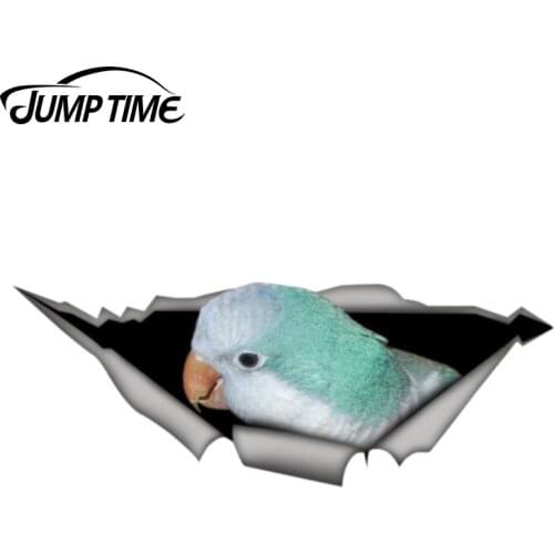 Jump Time 13cm x 4.8cm Blue Quaker Parrot Sticker Torn Metal Bumper Decal Funny Car Stickers Window Trunk Animal 3D Car Styling