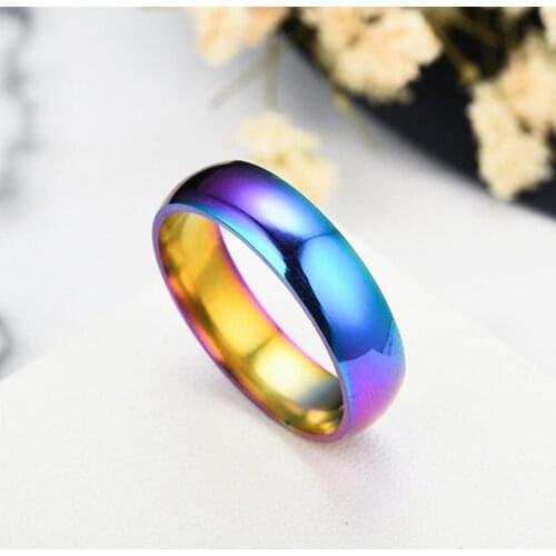 Rainbow Ring Gay Pride Colorful Men Women Titanium Stainless Steel Couple Rings Jewelry Wedding Band Full Size Gift