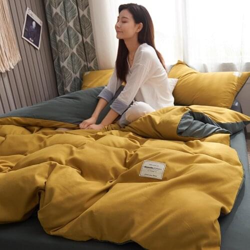 Sisher Luxury Bedding Set Modern Simple Duvet Cover Sets King size Single Double Queen Bed Linen Adult Yellow Bedclothes Sheets