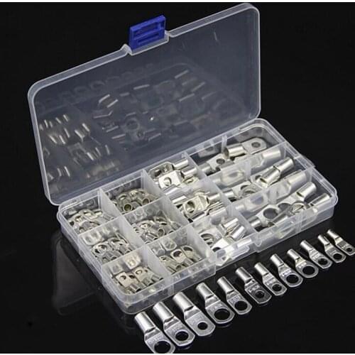 100PCS SC Tinned Copper Lug Ring Wire Connectors for Battery Bare Cable Electric Wire Connector Crimp Terminal Set