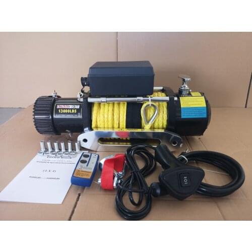 DC 12v/24v 13000 lbs nylon rope off-road vehicle rescue winch car electric winch