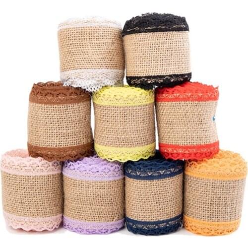 Wedding Decoration Lace Linen Roll 5cm*2m Vintage Burlap Ribbon Sisal Lace Trim Jute Hessian Event Party Decor Gift Packaging