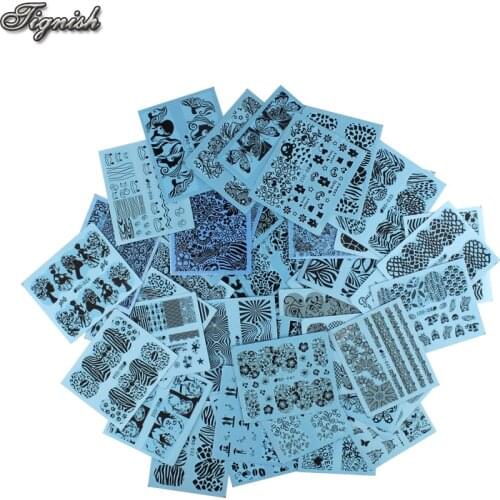 Tignish 50 Sheets/Lot Mixed Black Flower Water Transfer Nail Stickers Decals Art Tips Decoration Manicure Ongles Tools