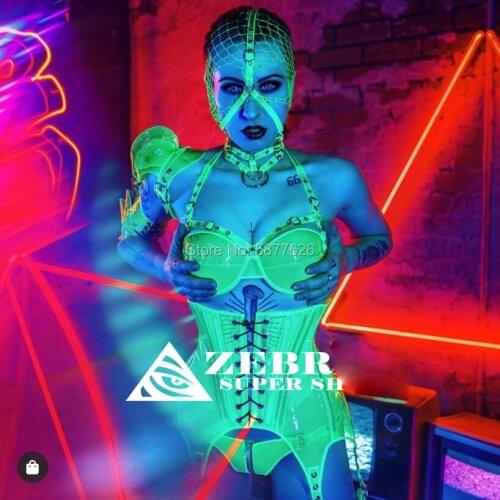 Green stage dance costume women men party stage show clothing