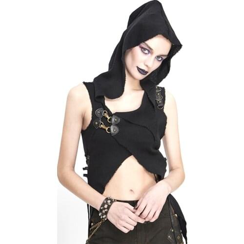 European punk rock womens dress sleeveless hoodie slim slim irregular Halloween witch