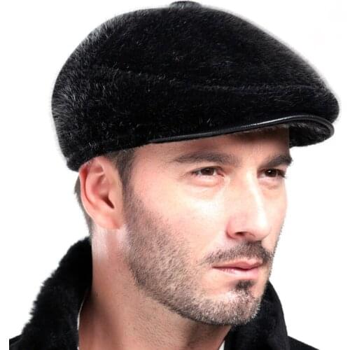 Harppihop Fur hot sale Quality seals wool hat male ear warm hat quinquagenarian winter fur hat 54CM-60CM 30% off 01