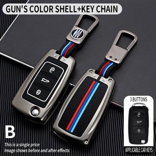 1x Zinc alloy Car Key Case Full Cover For VW Volkswagen Polo Golf Passat Beetle Caddy T5 Up Eos Tiguan SkodaA5 SEAT Leon Altea
