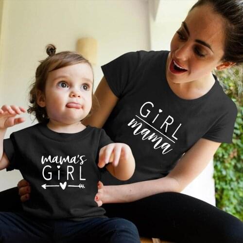 1pcs Girl Mom Mamas Girl Mommy & Me Shirts Family Matching Clothes Summer Casual Mother and Daughter Clothes Family Look