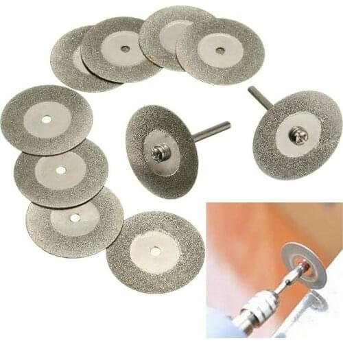 10pcs Saw Blades Diamond Cutting Wheel Sawing Bladings with 2 Connection Shanks 16mm Cut-off Cutter Discs for Dremel Rotary Tool
